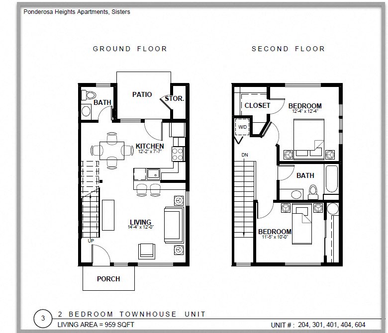 Ponderosa 2 Bed 2 Bath Floorplan Ponderosa 2 Bed 2 Bath Floorplan